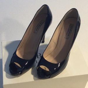 LK Bennett Navy Blue Mina Platform peep toe pumps